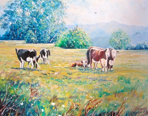 Cows in the meadow, helenblairsart