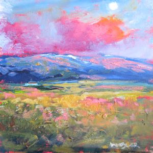 Moonlight Mountain, mini oil painting, by Helen Blair