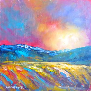 Mountain Light Vineyard, mini oil painting by HelenBlair