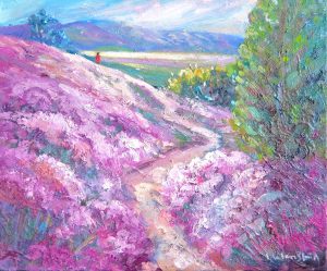 Wild Thyme Hills, Alexandra, original oil by Helen Blair