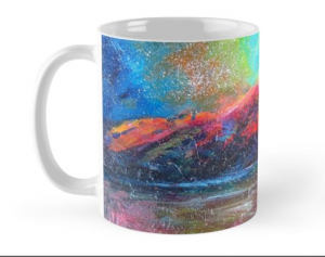 Mountain Moonlight Aurora Mug, by Helen Blair